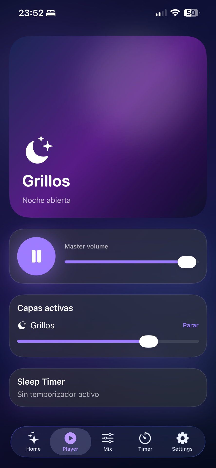 Reproductor de Sleep Sounds
